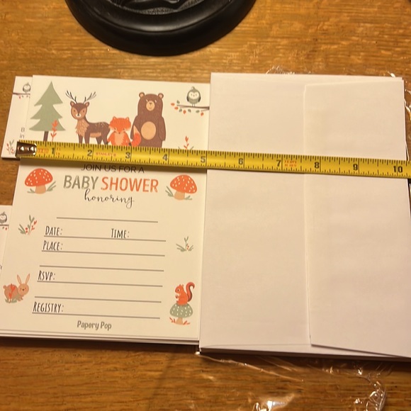 💚3 for $15💚 14 Woodland Animals Baby Shower Invitations Envelopes Inserts NEW - Picture 2 of 16